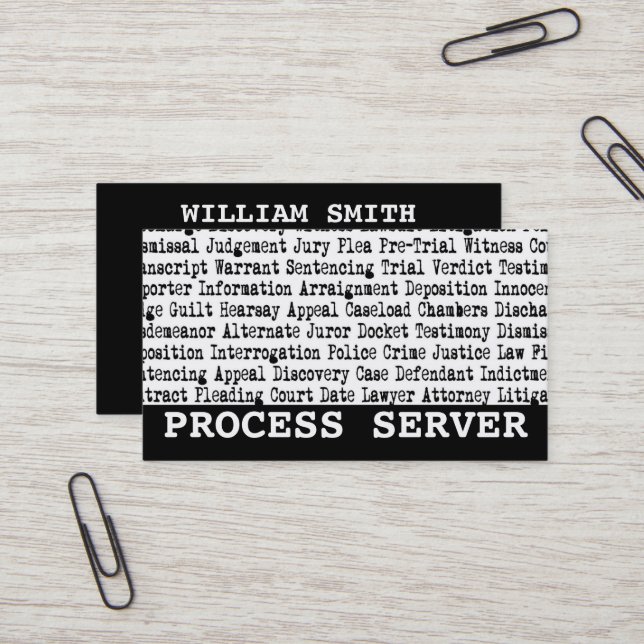Carte De Visite Terminologie juridique du serveur de processus (Devant/Arrière en situation)