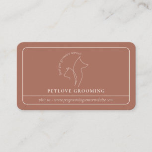 Carte De Visite Terracotta Beige Minimaliste Cadre Ligne Chat Chie
