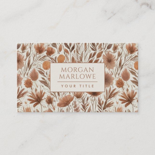 Carte De Visite Terracotta Boho Fleur sauvage motif floral (Devant)