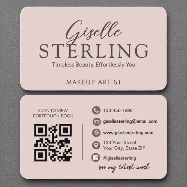 Carte De Visite Terracotta Boho QR Code Script élégant moderne (Créateur téléchargé)