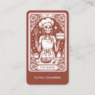 Carte De Visite Terracotta Brown Baker Tarot Squelette Chef pâtiss