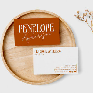 Carte De Visite Terracotta Brûlé Orange Neutre Moderne Boho