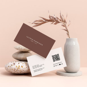 Carte De Visite Terracotta Moderne Minimaliste Code Qr Réseaux Soc