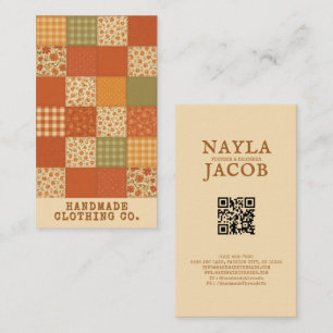 Carte De Visite Terracotta Patchwork Quilt Rustic Farmhouse Floral