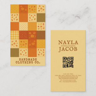 Carte De Visite Terracotta Patchwork Quilt Rustic Farmhouse Floral