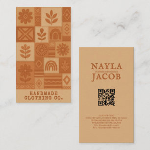 Carte De Visite Terracotta Patchwork Quilt Rustic Farmhouse Floral
