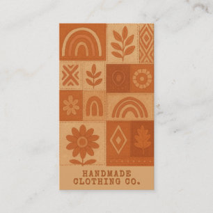 Carte De Visite Terracotta Patchwork Quilt Rustic Farmhouse Floral