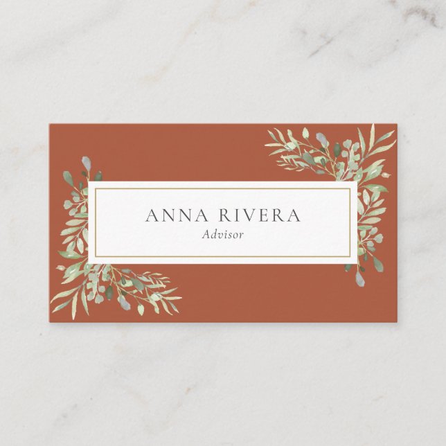 Carte De Visite Terracotta Vert Or Géométrique Professionnel (Devant)