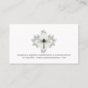 Carte De Visite Terrain de jardinier à fleurs de libellules rustiq
