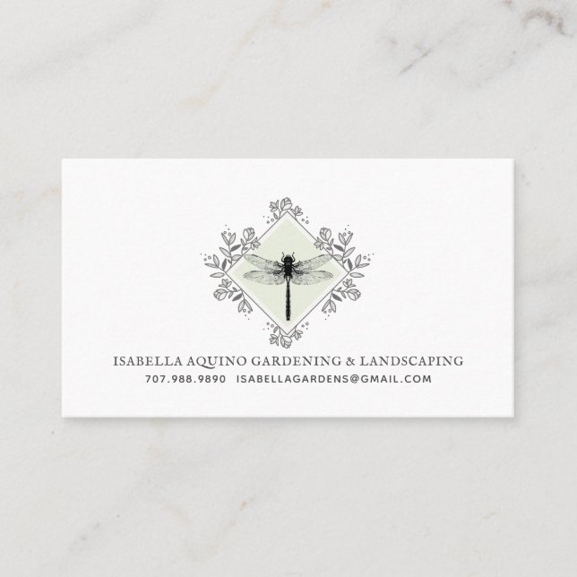 Carte De Visite Terrain de jardinier à fleurs de libellules rustiq (Devant)
