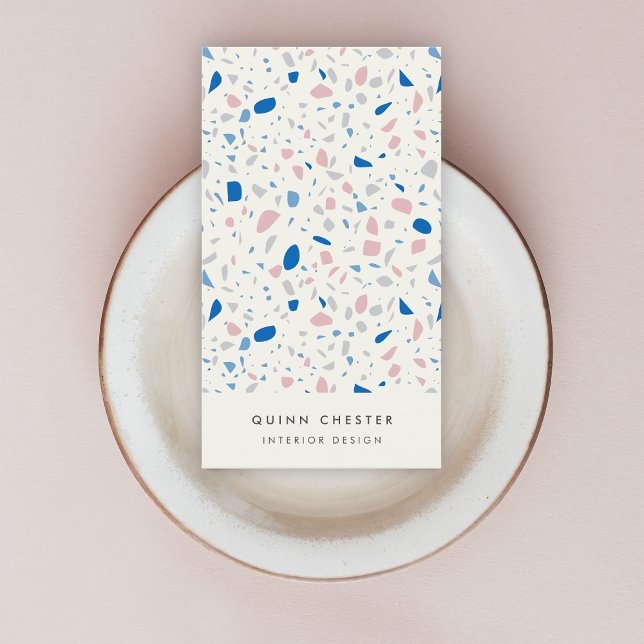 Carte De Visite Terrazzo Motif Neutre Naturel Élégant (Créateur téléchargé)