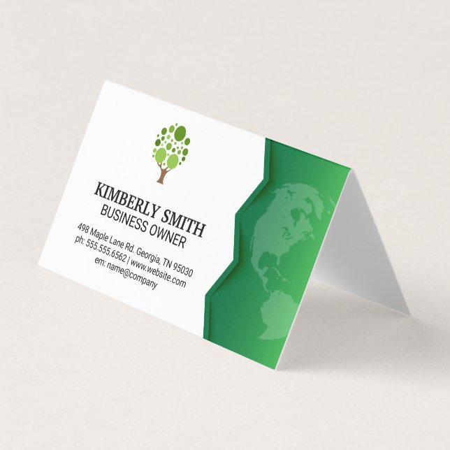 Carte De Visite Terre verte | Icône Arbre (Devant)