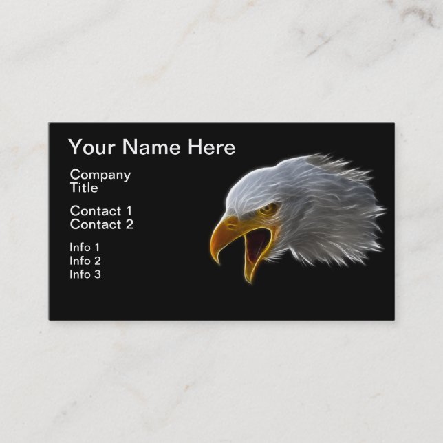 Carte De Visite Tête américaine criarde d'Eagle chauve (Devant)