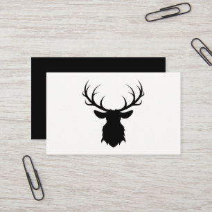 Carte De Visite Tête de cerf noir avec silhouette Antlers