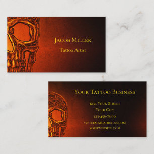 Carte De Visite Tête de crâne gothique Boutique de tatouage noir
