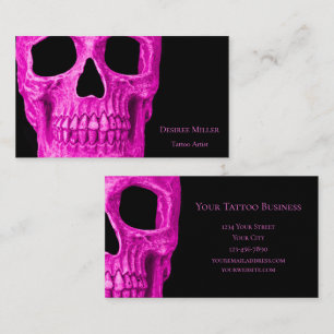 Carte De Visite Tête de crâne gothique Neon rose noir Tattoo Sho