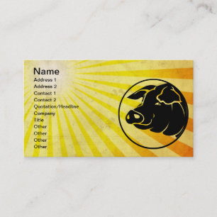 Carte De Visite Tête de porc jaune