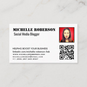 Carte De Visite tête et code qr blanc propre