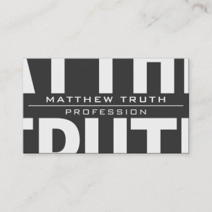 Carte De Visite Texte blanc gris foncé très moderne