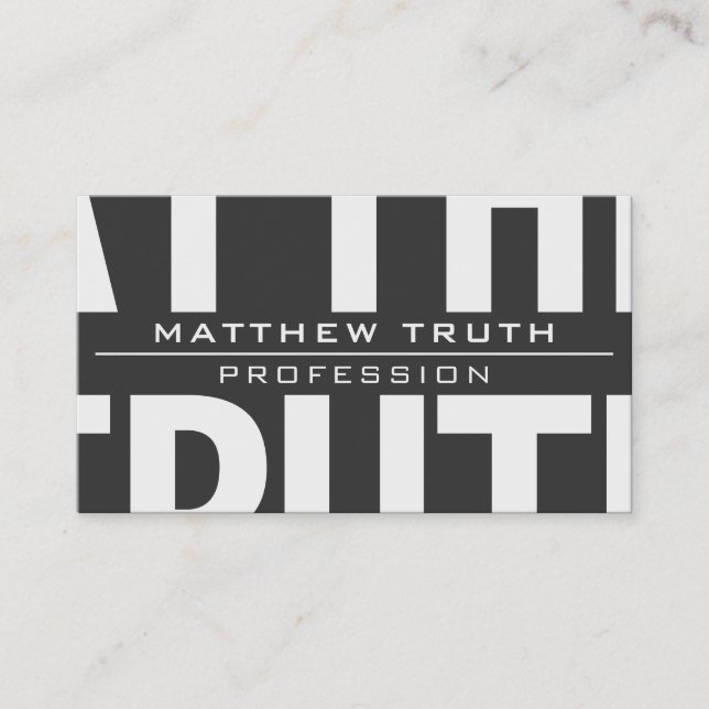 Carte De Visite Texte blanc gris foncé très moderne (Devant)