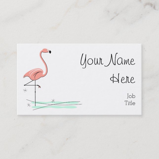 Carte De Visite Texte côté océan Flamant rose (Devant)