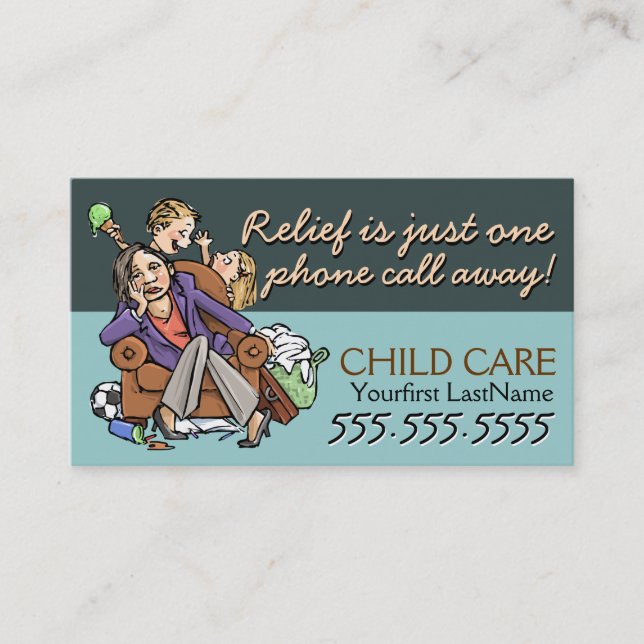 Carte De Visite Texte/couleur de Childcare.Babysitting.Custom (Devant)