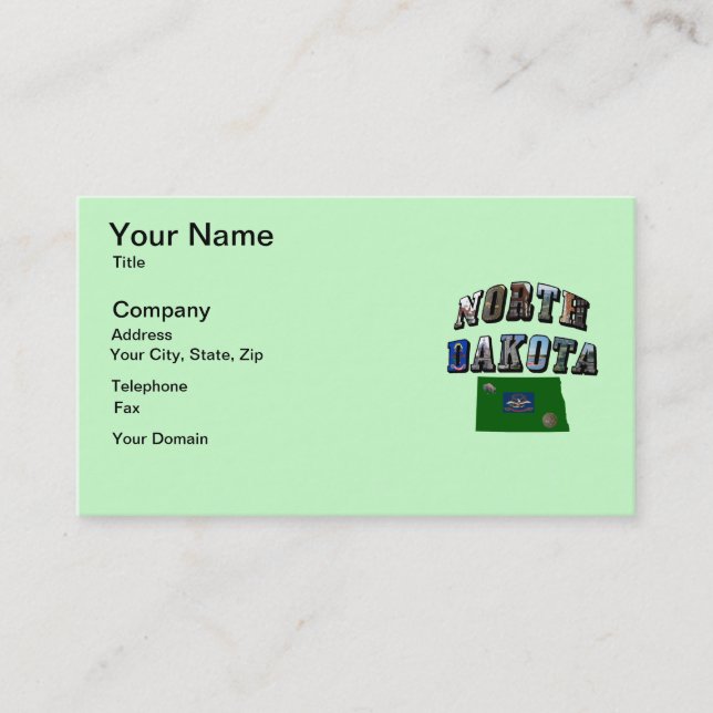 Carte De Visite Texte de l'image du Dakota du Nord (Devant)