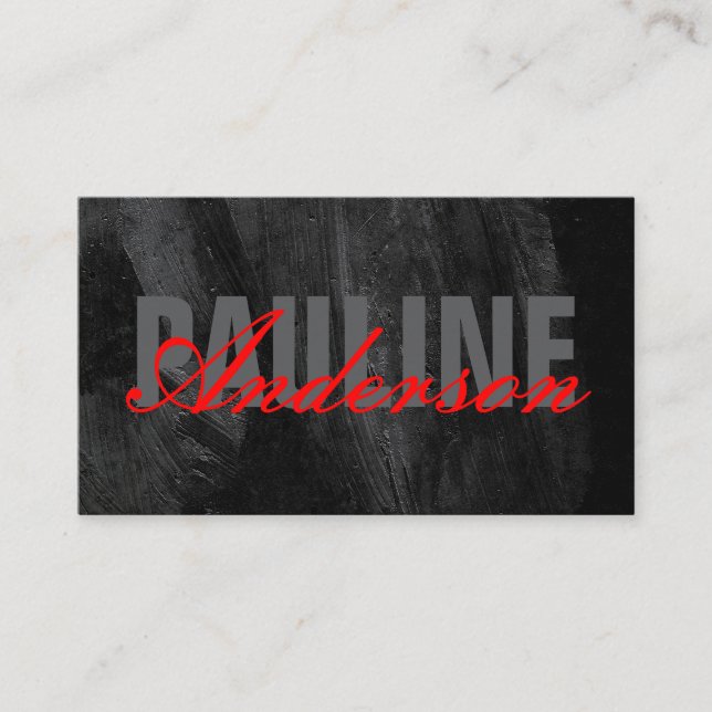 Carte De Visite Texte gras et élégant | Texture noire (Devant)