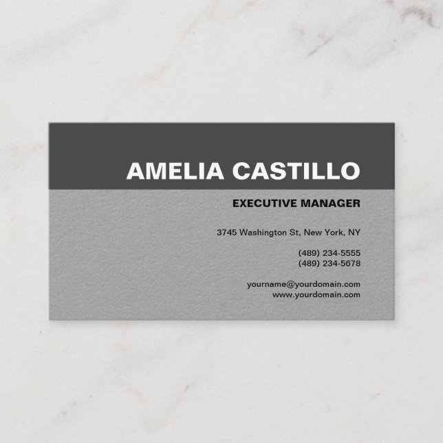 Carte De Visite Texte Gras moderne Gris clair contemporain Gris ha (Devant)