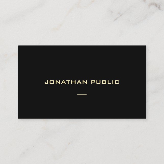 Carte De Visite Texte Or personnalisé Modèle noir moderne élégant (Devant)
