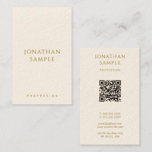 Carte De Visite Texte Or personnalisé QR Code Modèle Moderne Verti