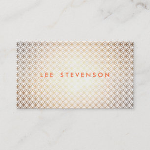 Carte De Visite Texte orange Motif or et blanc sophistiqué