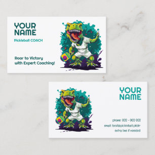Carte De Visite Texte personnalisé avec t-rex Pickleball