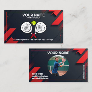 Carte De Visite 🎾Texte personnalisé, Smash & Serve Coach Padel P