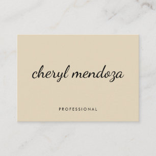 Carte De Visite Texte pointu beige cursif
