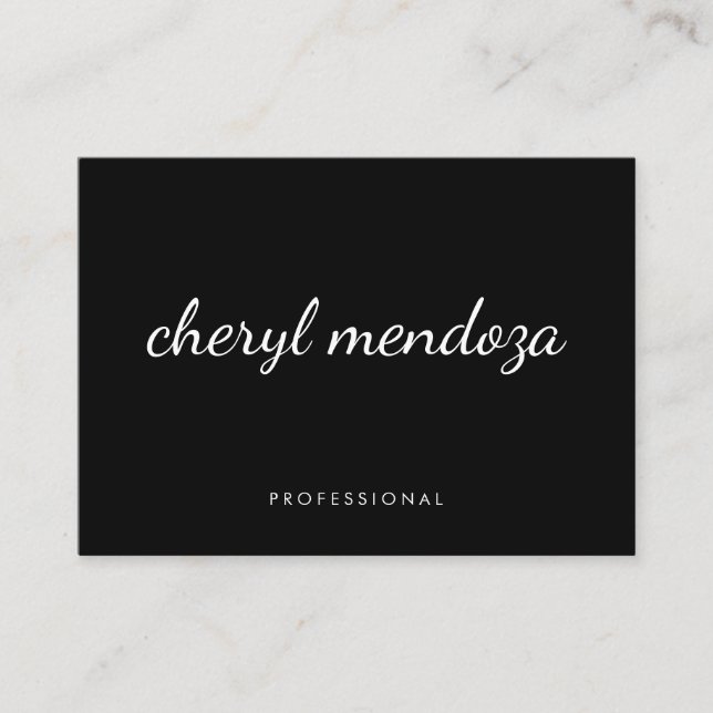 Carte De Visite Texte pointu de couleur beige noir (Devant)