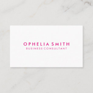 Carte De Visite Texte rose chaud minimaliste