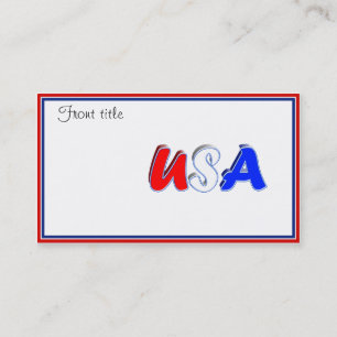 Carte De Visite Texte rouge blanc et bleu USA