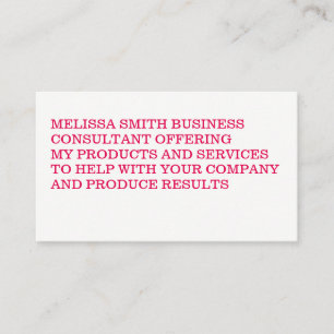 Carte De Visite Texte Serif Gras Rose Chaud Minimaliste