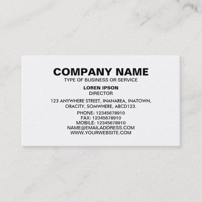 Carte De Visite Texte simple 06 - Blanc (Devant)