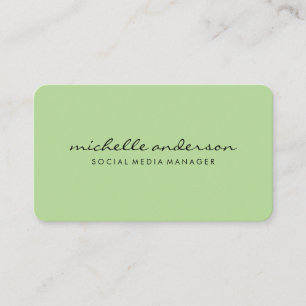 Carte De Visite Texte Vert Cursif Minimaliste