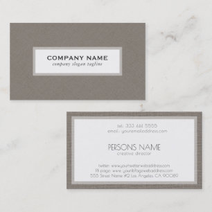 Carte De Visite Texture de lin gris sur fond blanc