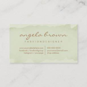 Carte De Visite Texture de peinture à l'aquarelle verte imprimée