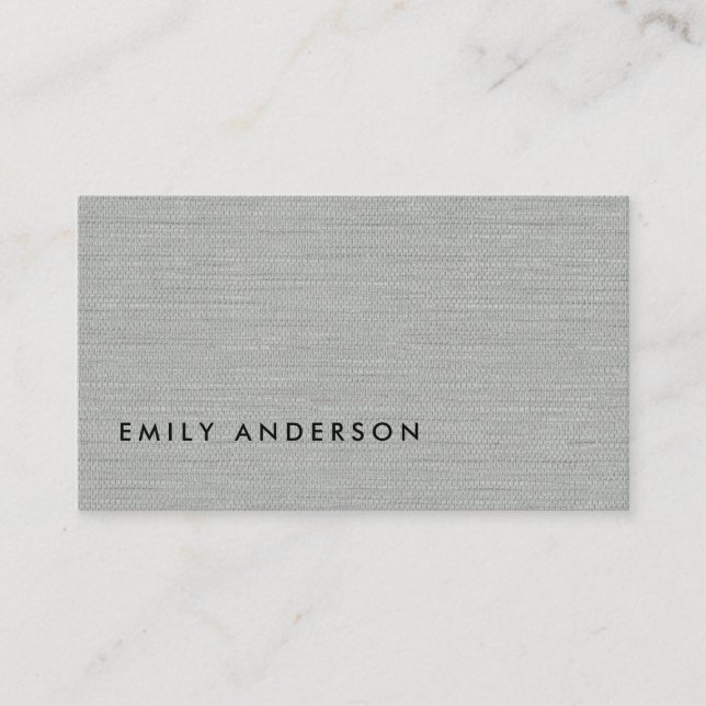 CARTE DE VISITE TEXTURE ÉLÉGANTE EN TISSU GRAY CLAIR MINIMAL (Devant)