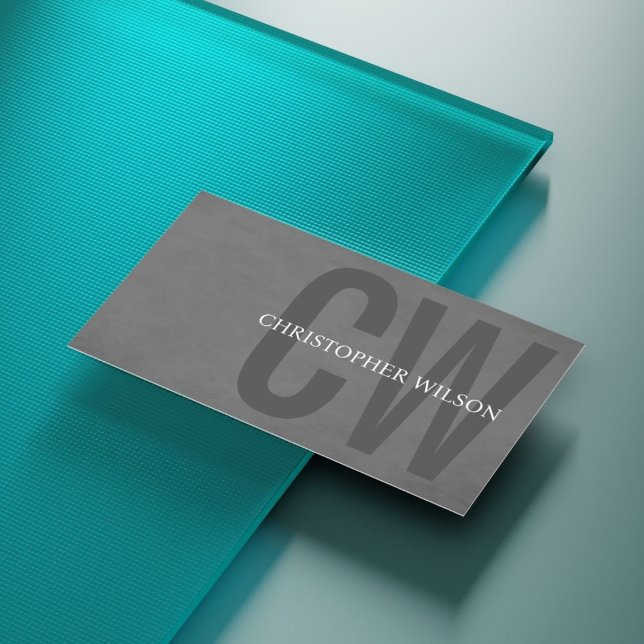 Carte De Visite Texture élégante Gris Gras Monogramme Consultant (Créateur téléchargé)