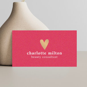 Carte De Visite Texture élégante Pink Gold Heart Beauty Consultant