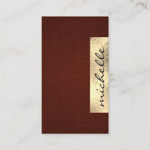 Carte De Visite Texture en cuir riche   Géométrique Gold Foil
