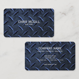 Carte De Visite Texture en métal bleu Construction personnalisée