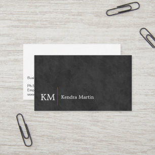 Carte De Visite Texture lisse noire   Initiales