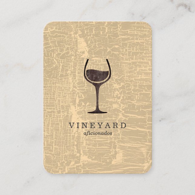 Carte De Visite Texture marbrée chic avec verre à vin (Devant)